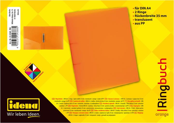 Actual product image Idena Ring binder A4 PP orange 35mm 2 rings (A4, 35 mm, 1 Piece)