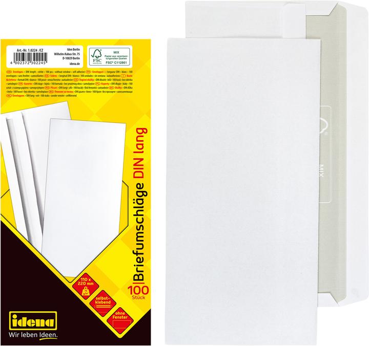 Actual product image Idena BU DL white 75g 100s sk o.F. FSC mix (DIN long (11 x 22 cm), 100 x)