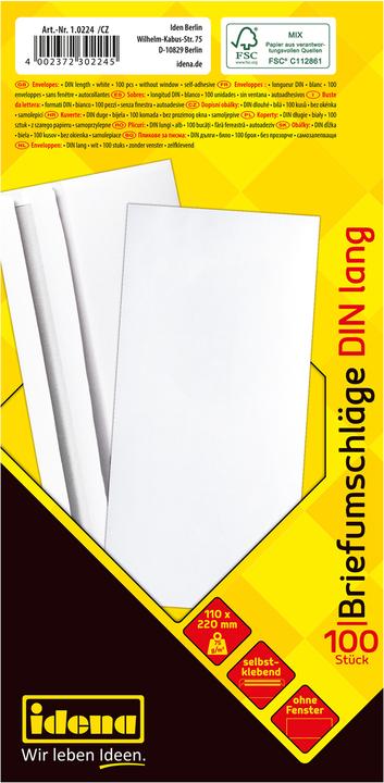 Actual product image Idena BU DL white 75g 100s sk o.F. FSC mix (DIN long (11 x 22 cm), 100 x)
