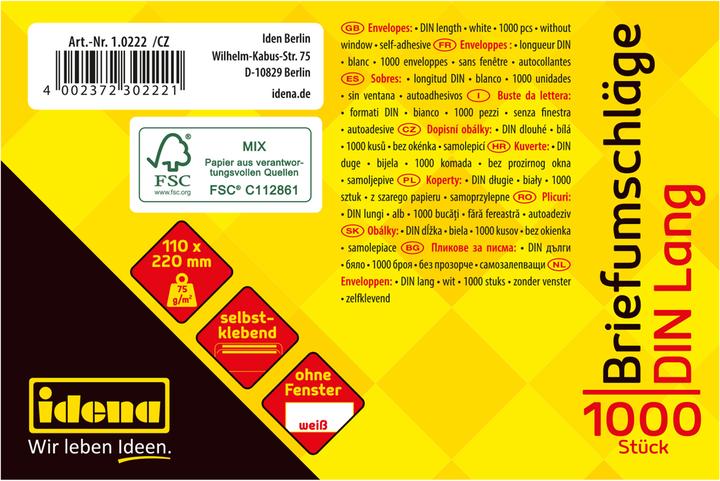 Idena BU DL white 75g 1000s sk o.F. FSC-Mix (DIN long (11 x 22 cm), 1000 x)