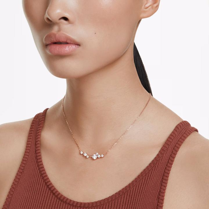 Actual product image Swarovski Constella Halskette Kristallperle Rundschliffe Weiss Roségold Legierungsschicht (Swarovski Metal)