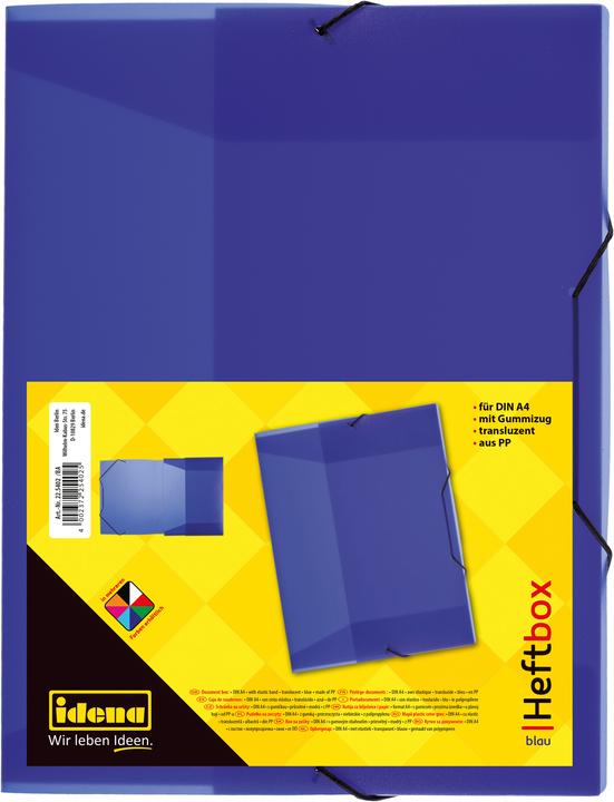 Produktbild Idena Heftbox A4 Gummizug PP transluzent blau (A4, 1 x)