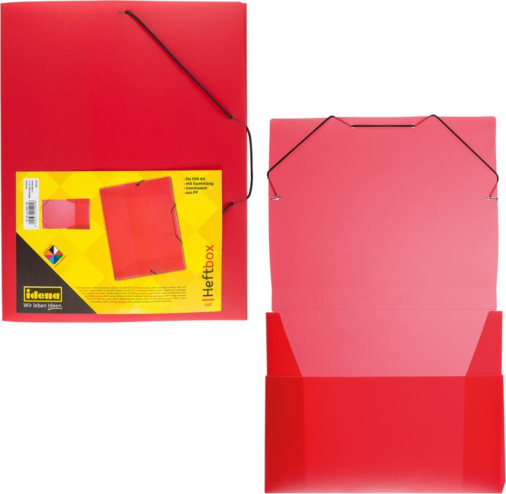Produktbild Idena Heftbox A4 Gummizug PP transluzent rot (A4, 1 x)