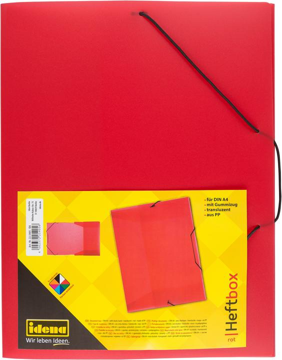 Produktbild Idena Heftbox A4 Gummizug PP transluzent rot (A4, 1 x)