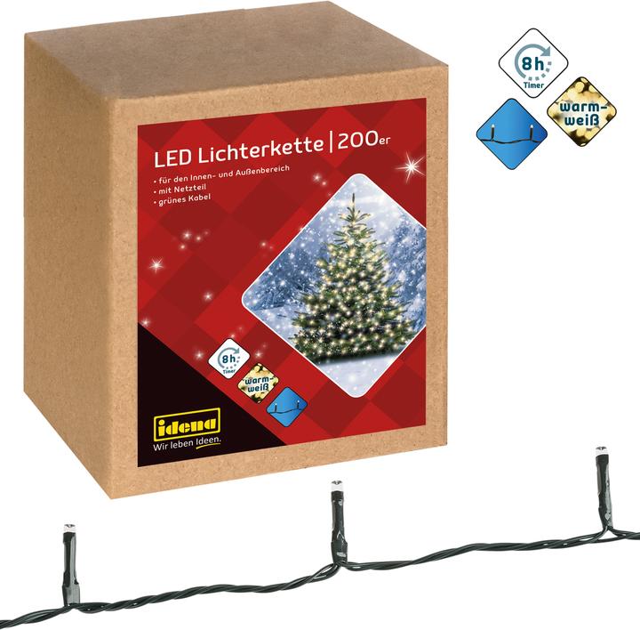Actual product image Idena LED light chain 200 warm white for outside (0.95 m)