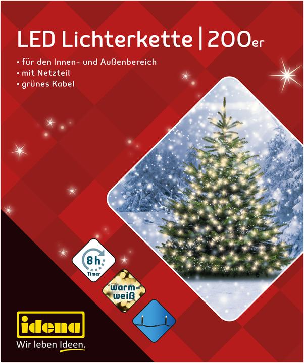 Actual product image Idena LED light chain 200 warm white for outside (0.95 m)