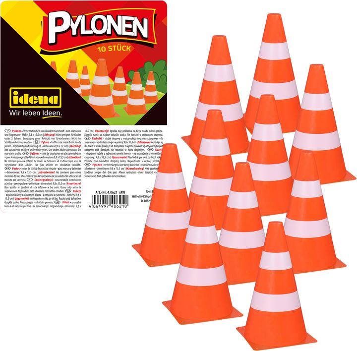 Productafbeelding Idena Pylonen 15,5x9,8cm oranje/wit 10er