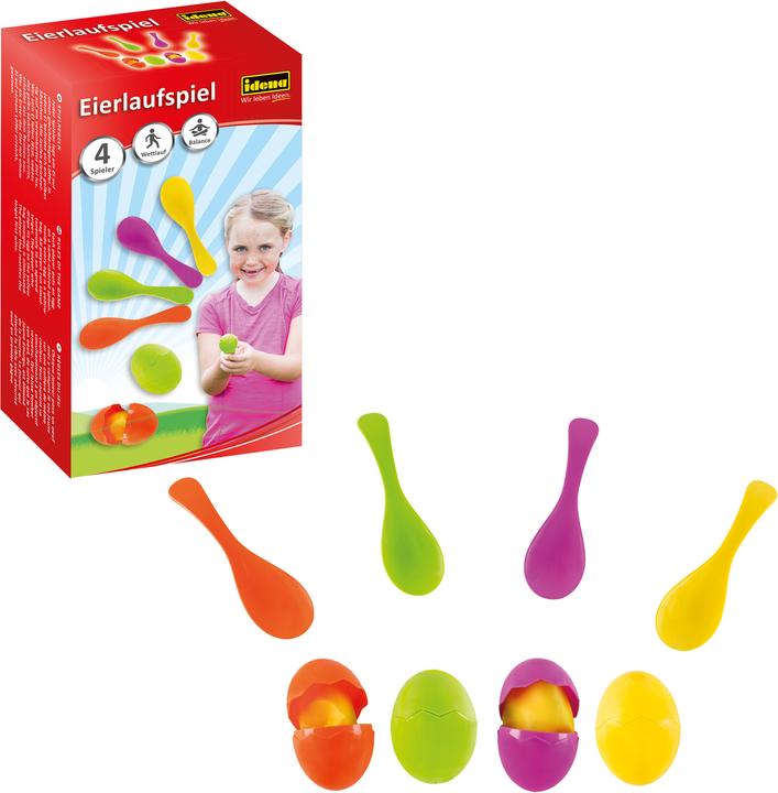 Actual product image Idena Egg race game with "egg yolk" sandbags