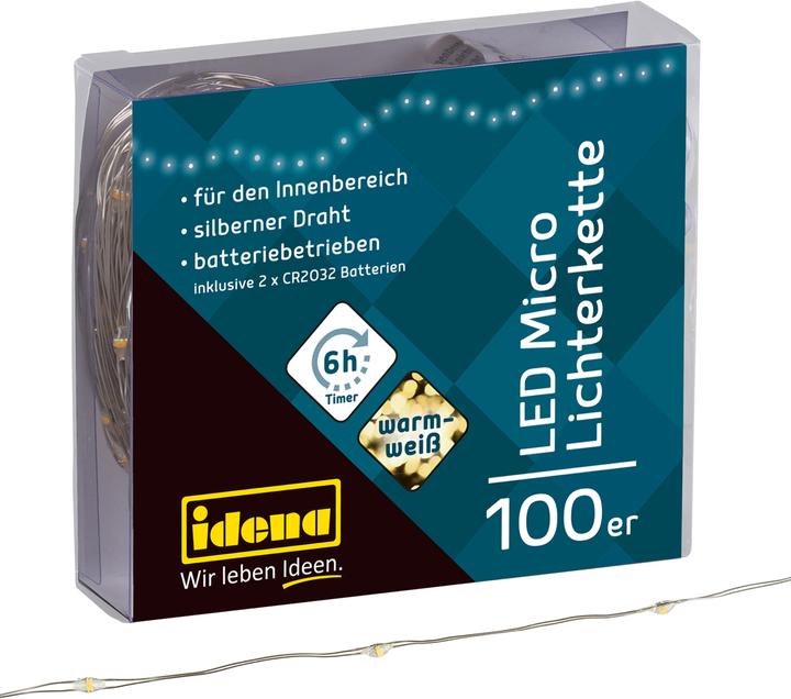 Actual product image Idena Micro light chain 100LED,warmwhite,6h timer (0.09 m)