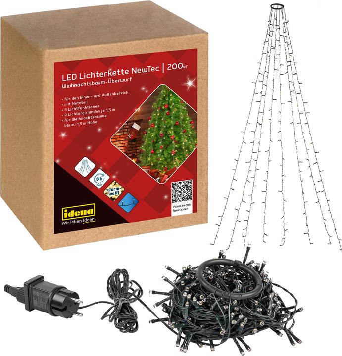 Produktbild Idena Lichterkette NewTec 200 LED ww Überwurf (0.08 m)