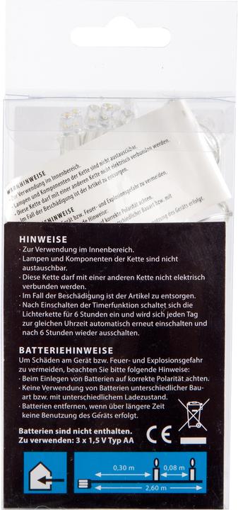 Produktbild Idena LED-Lichterkette 30er WW mit 6h Timer (0.11 m)