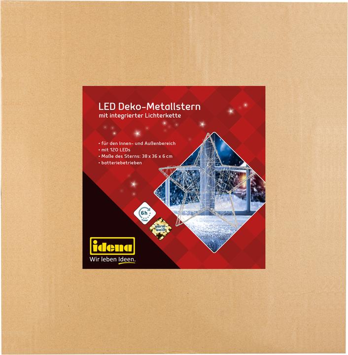 Produktbild Idena LED Dekostern 120er Metall 38x36x6cm Batterie (0.06 m)