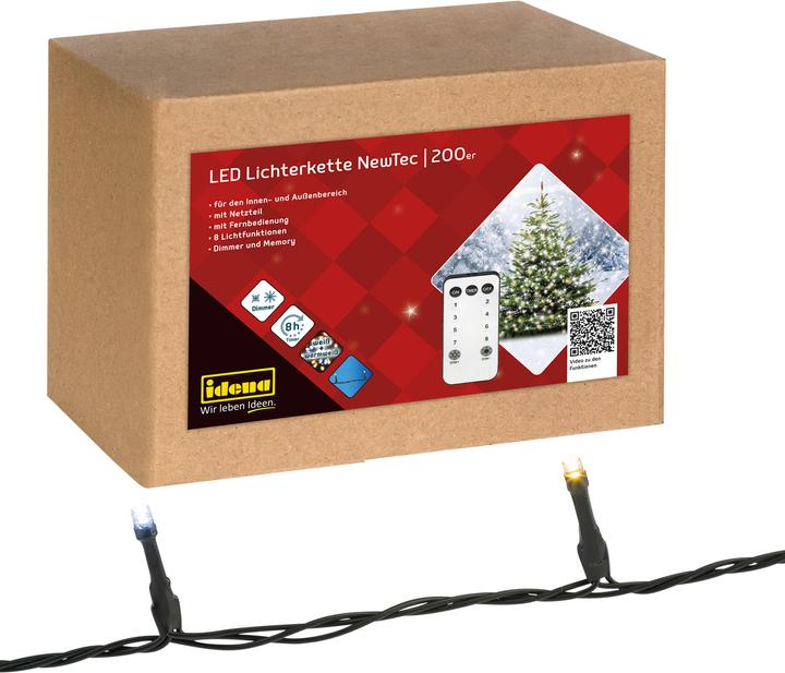 Produktbild Idena Lichterkette NewTec 200 LED warmweiss und weiss (27.90 m)