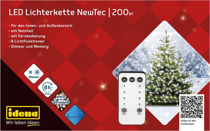 Produktbild Idena Lichterkette NewTec 200 LED warmweiss und weiss (27.90 m)