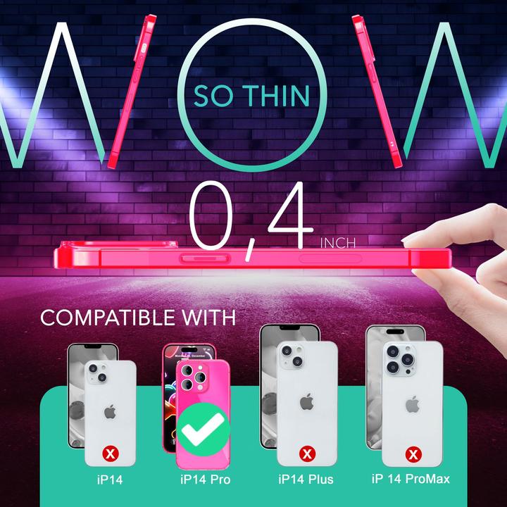 Actual product image Nalia Clear Transparent Neon Silicone Sleeve (Apple iPhone 14 Pro)
