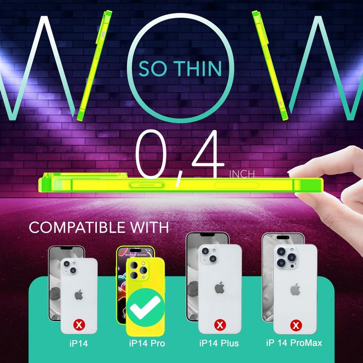 Actual product image Nalia Clear Transparent Neon Silicone Sleeve (Apple iPhone 14 Pro)