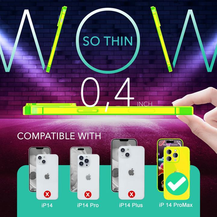 Actual product image Nalia Clear Transparent Neon Silicone Sleeve (Apple iPhone 14 Pro Max)