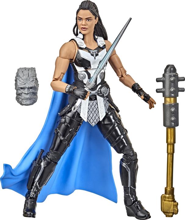 Actual product image Hasbro Marvel Legends Thor: Love and Thunder 15 cm tall King Valkyrie action figure, 1 accessory, 2 build-