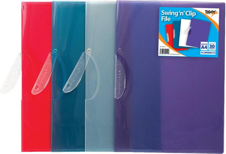 Actual product image Tiger Stationery Swing 'N' Clip File A4 5Pack