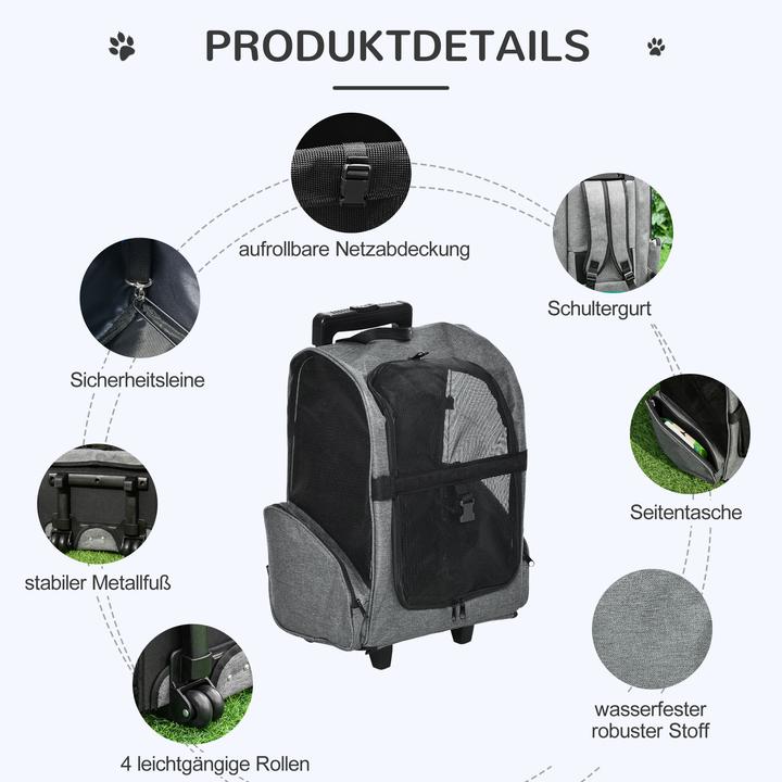 Produktbild PawHut Hundetrolley 2 in 1 Rucksack (Hund, Atmungsaktiv)