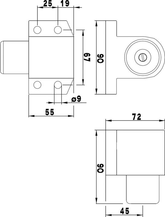 Produktbild Deni FORMAT Türstopper,Bodenmontage,H 72mm,L 90mm,F1,lackiert