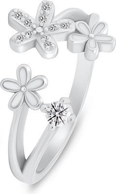 Produktbild Brilio Silver - Charming open ring Flowers with zircons RI125W - Circuit: 60 mm (60)