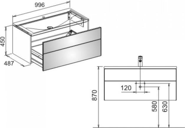 Actual product image Keuco Vanity unit ROYAL REFLEX 996x450x487mm white (99.5 x 49 x 45 cm)