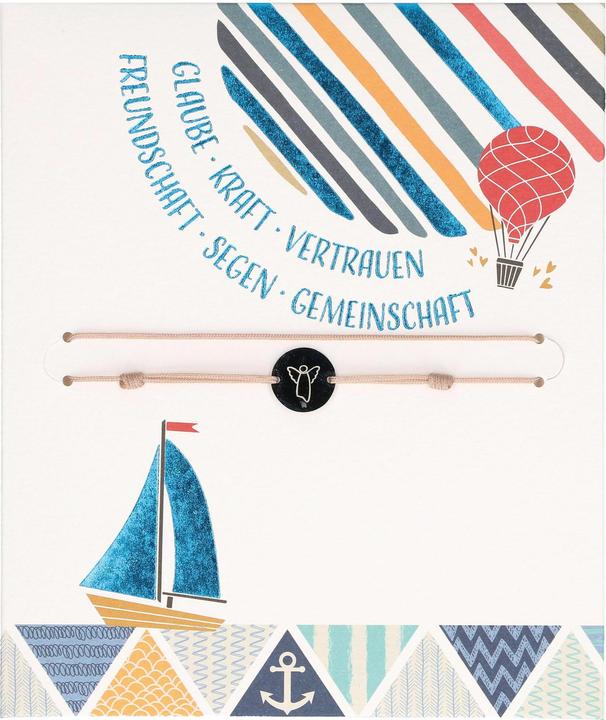 Produktbild Glaube · Kraft · Vertrauen · Freundschaft · Segen · Gemeinschaft (Edelstahl, Textil-Armband)