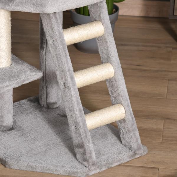 Produktbild PawHut Katzenbaum mit Katzenhöhle (120 cm, Hellgrau)