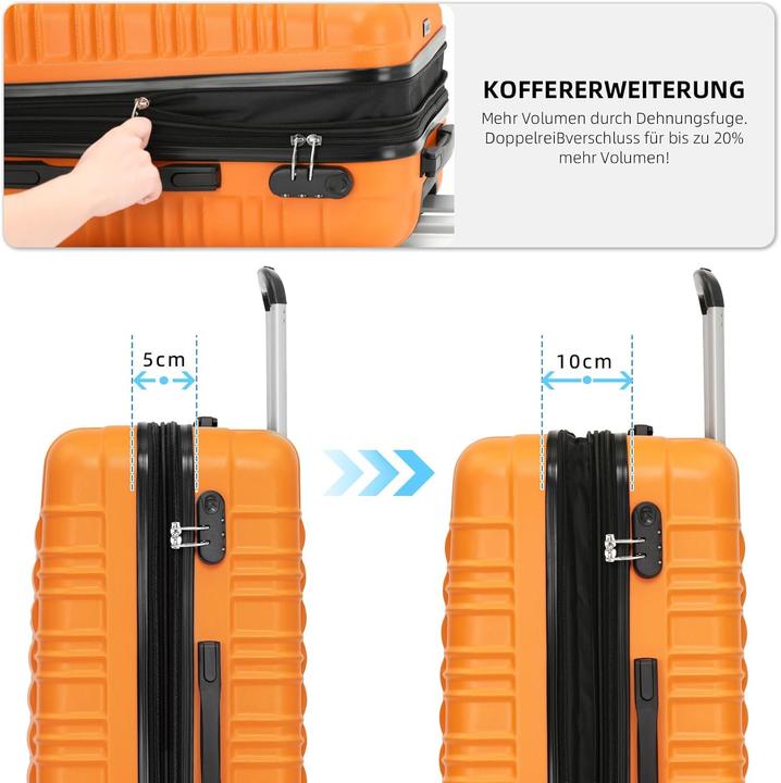 Immagine prodotto Beibye 3-teiligers Hartschalenkoffer-Set (115 l, Bagaglio a mano (fino a 50 litri), M (50 - 90l), L (90 - 115l))