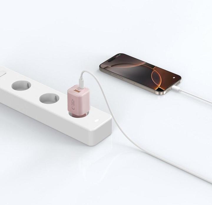 Actual product image Tech-Protect NCM33W 2-port PD33W/QC3.0 wall charger - pink (33 W)