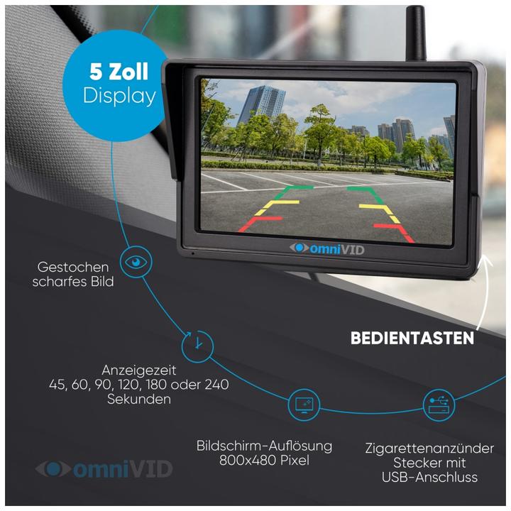 Produktbild OmniVID Solar5 Kabelloses Solar-Rckfahrvideosystem