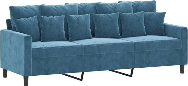 Actual product image VidaXL 3-seater sofa blue 180 cm velvet,Colour: Blue,Material: Velvet (3-seater)