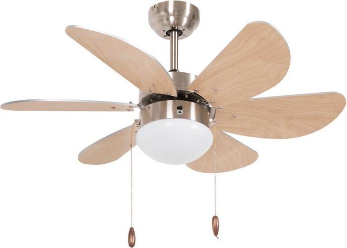 Swisshandel24 Ceiling fan, LED lighting 16W ceiling lamp with fan, 6 reversible blades, for living room (42 dB)