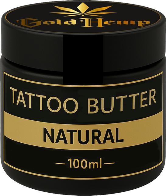 GoldHemp Tattoo Butter Natural 100ml (Panthenol, Tocopherol., Cannabis Sativa Seed Oil, Cera Alba, Cannabidiol, Pantolactone, Butyrospermun Parkii Butter, Cocos nucifera oil)