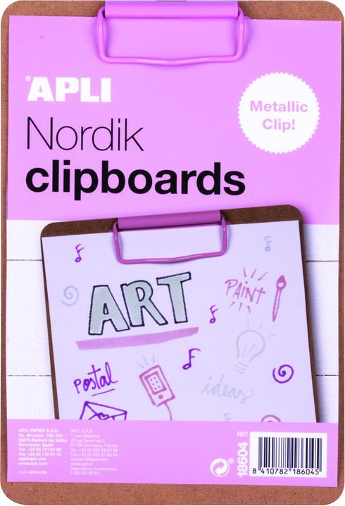 Produktbild Apli Klemmbrett Nordik, Tafel A5, Holz, mit Metallklammer, pastellrosa
