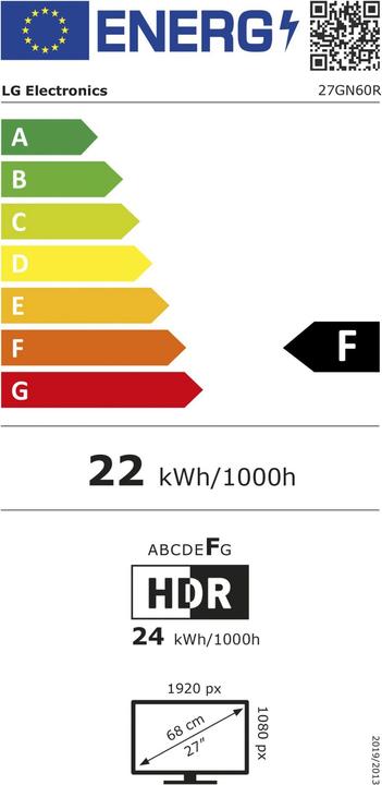 Energy Label LG 27GN60R-B (1920 x 1080 pixels, 27")