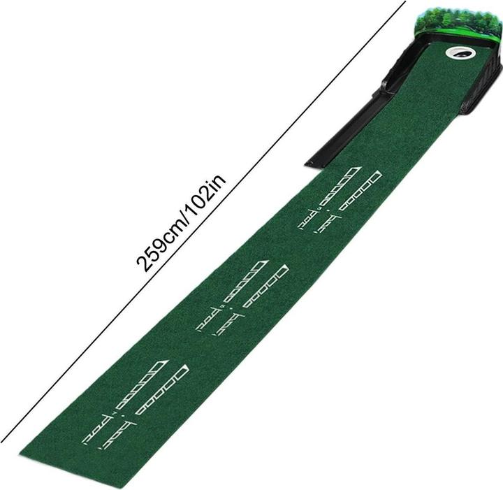 Huaen Golf Putting Matte mit Ballrücklauf – 259 cm Trainingsmatte