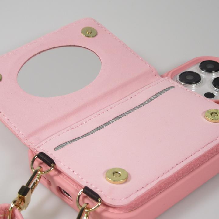 Image du produit PhoneLook Coque Cuir matelassé avec miroir et compartiment carte inclus grande lanière amovible (Apple iPhone 15 Pro Max)