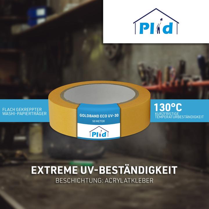 Actual product image Plid Goldband Malerkrepp water-repellent painter's tape wet-strength, 10 rolls (25 mm)
