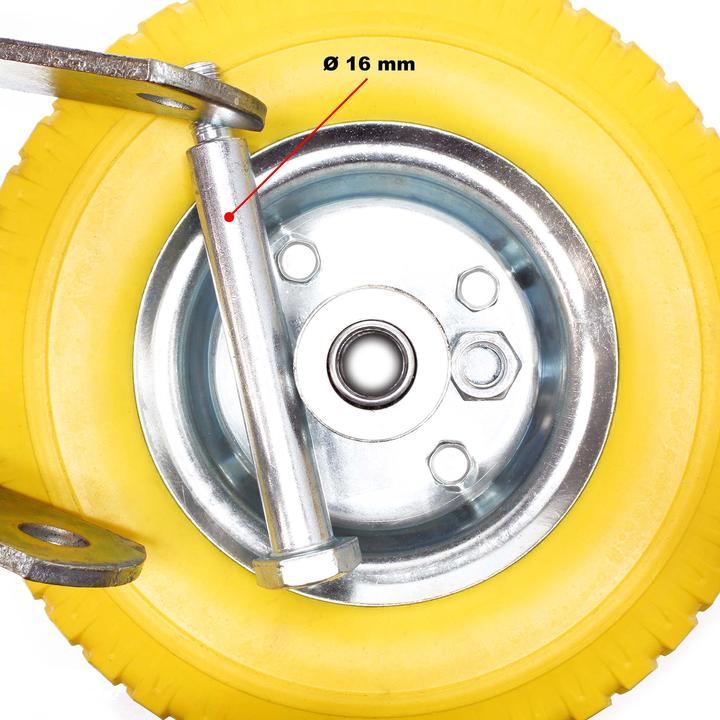 Produktbild Wiltec Bockrollen Set 2x 225x58mm Transportrolle pannensicher gelb Vollmaterial