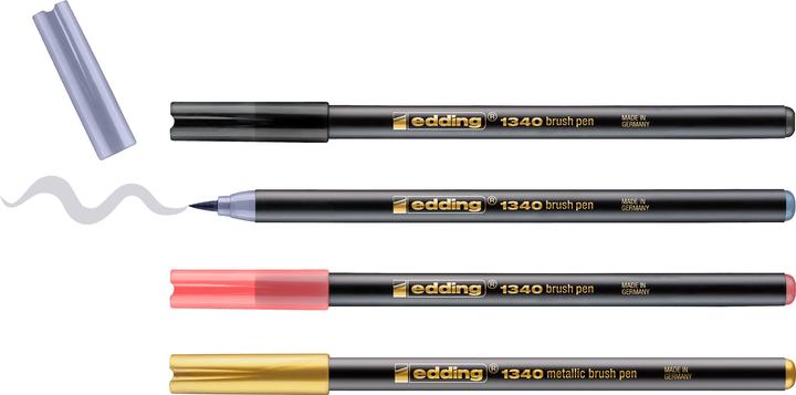 Actual product image Edding Crayon Box Brushpen 1340 metallic Mix 4 pieces, Assorted (Multinational, 4 x)
