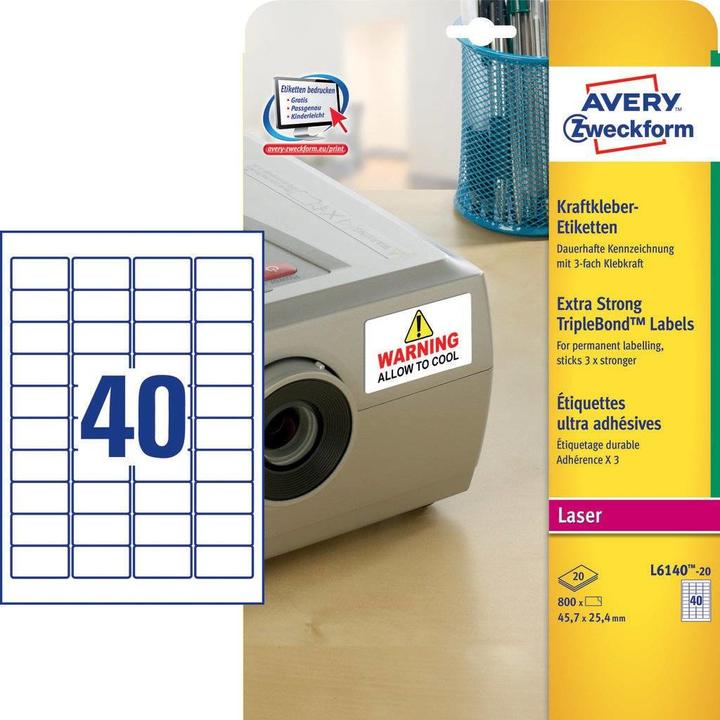 Produktbild Avery L6140-20 Druckeretikett Weiss Selbstklebendes Druckeretikett