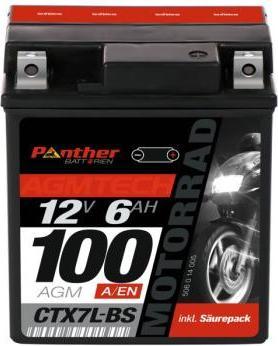 Immagine prodotto Panther Batterien Batteria per moto AGM YTX7L-BS 12V 6Ah (12 V, 6 Ah)