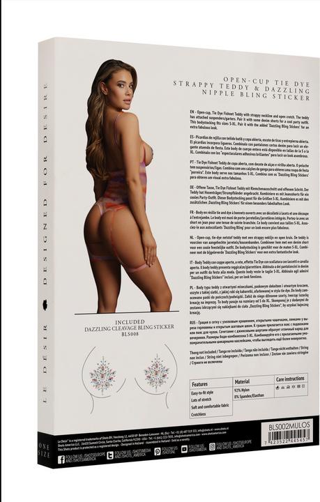 Produktbild Le Désir Open-cup Tie Dye strappy teddy & Dazzling Nipple Bling Sticker - (One Size)