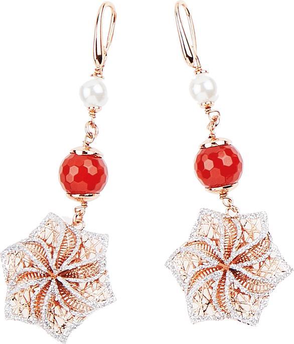 Ottaviani Bronze earrings with silver glitter and bijoux pearls