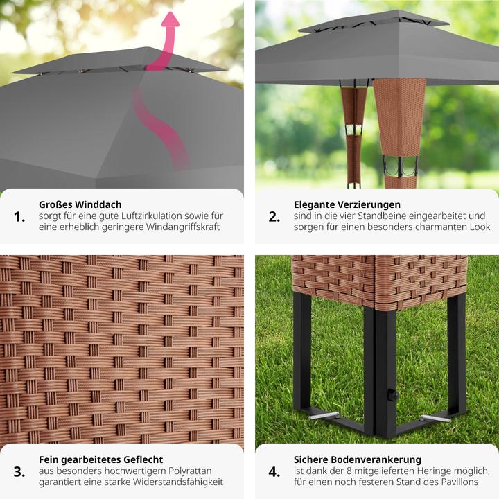 Actual product image tectake Gazebo Mona 3x4m rattan (400 cm, 300 cm)