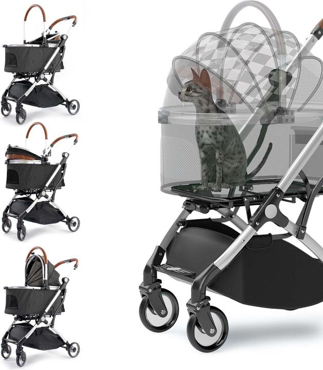 Actual product image Fudajo 2in1 Dog Buggy Foldable Dog Pram Black Domestic Animals’ Pushchair with Rack Transport Bag (Dog, Foldable)