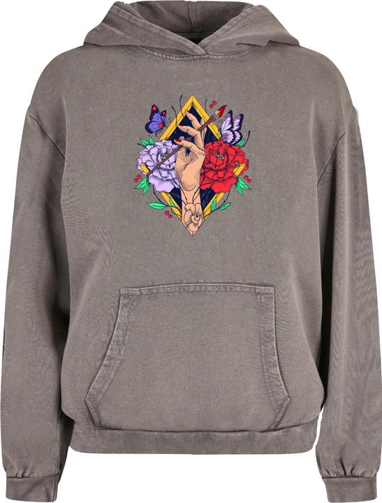 Merchcode Ladies Frida Kahlo - Artist Acid Washed Oversize Hoody - 178031