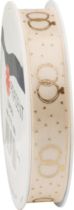 Productafbeelding Magni PRÄSENT trouwlint Alliance crème/goud 15mmx3m (Cadeaulint)